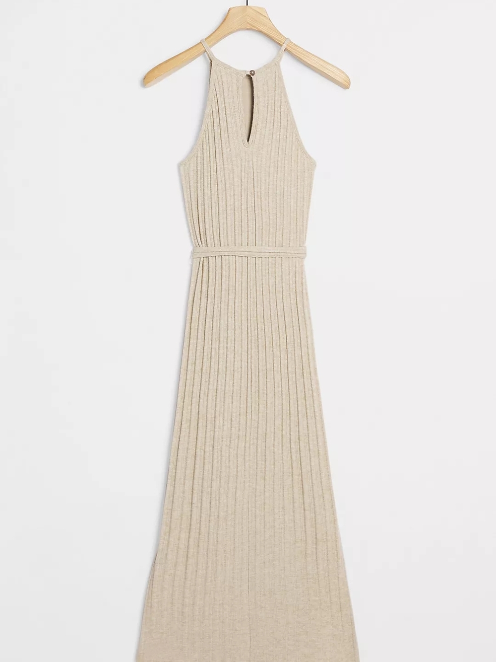 NWT Anthropologie/Amadi Caroline Knit Halter Maxi Dress In Oatmeal Womens M - Picture 2 of 16